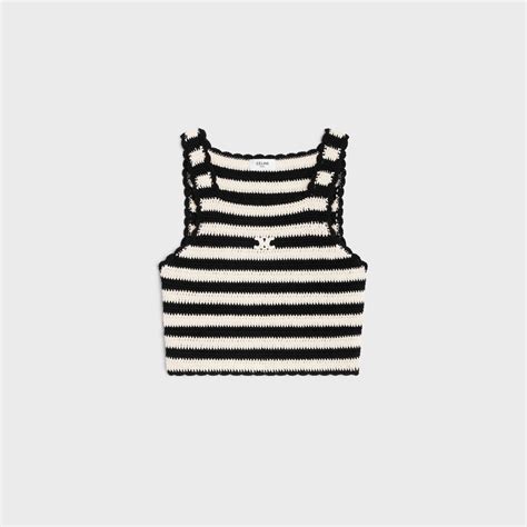 celine stripped top|triomphe striped crop top in crocheted cotton .